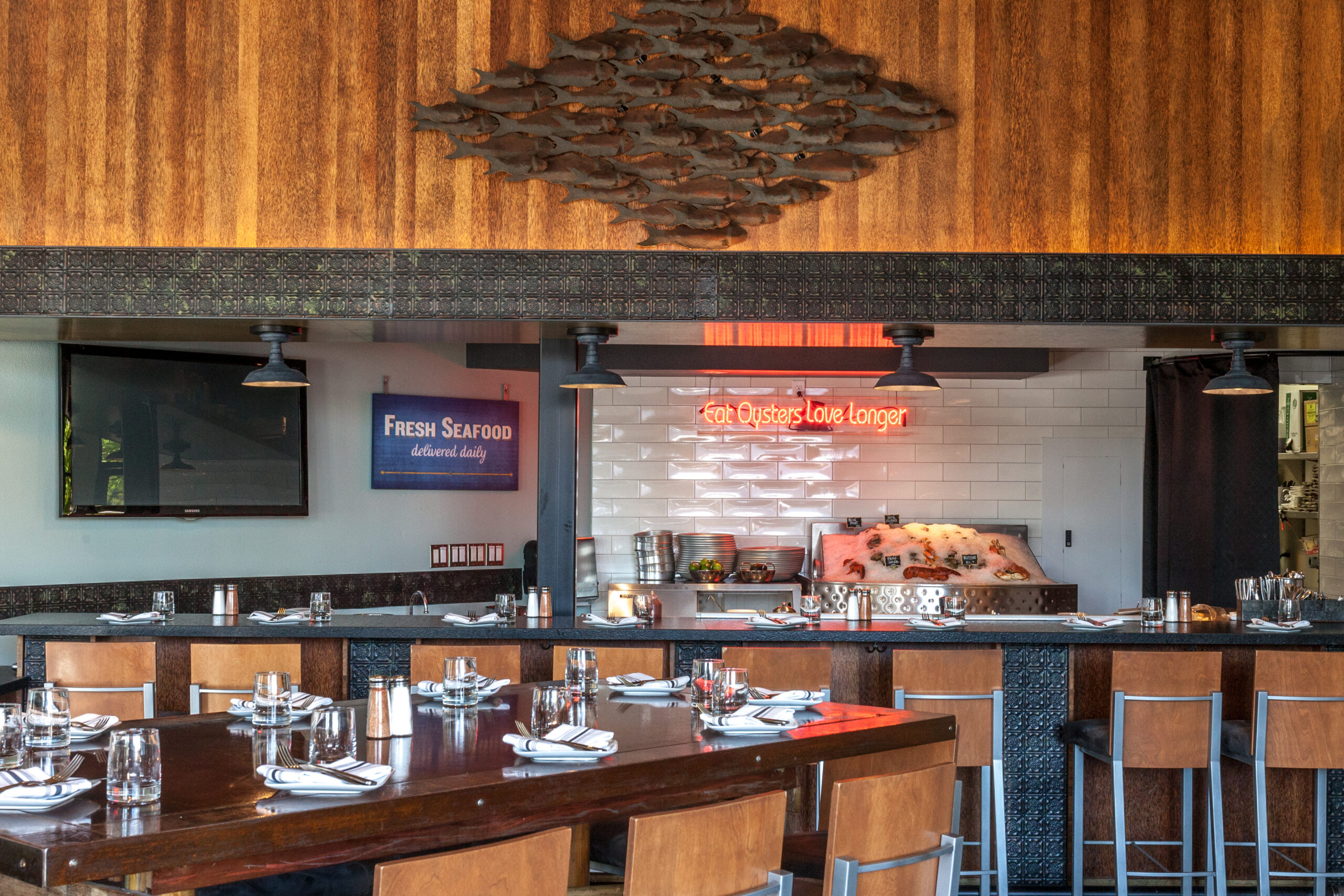 Raw seafood bar interior.