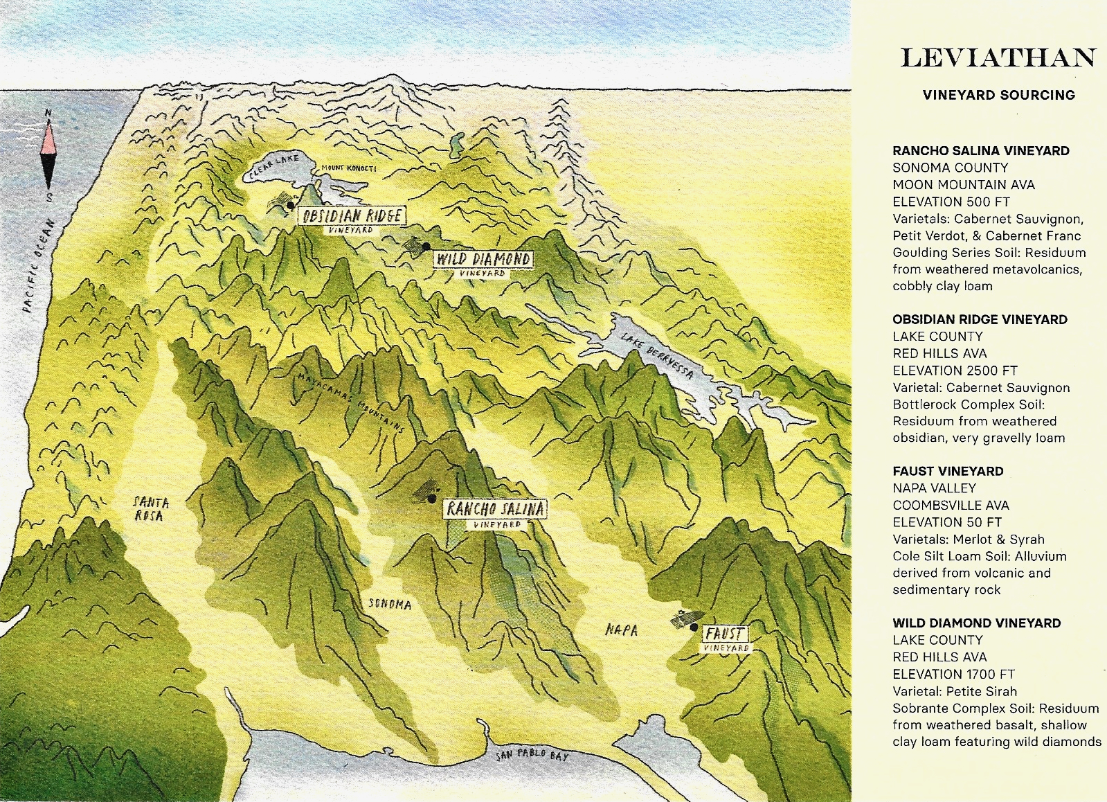 Map showing vineyards for Leviathan Wines.
