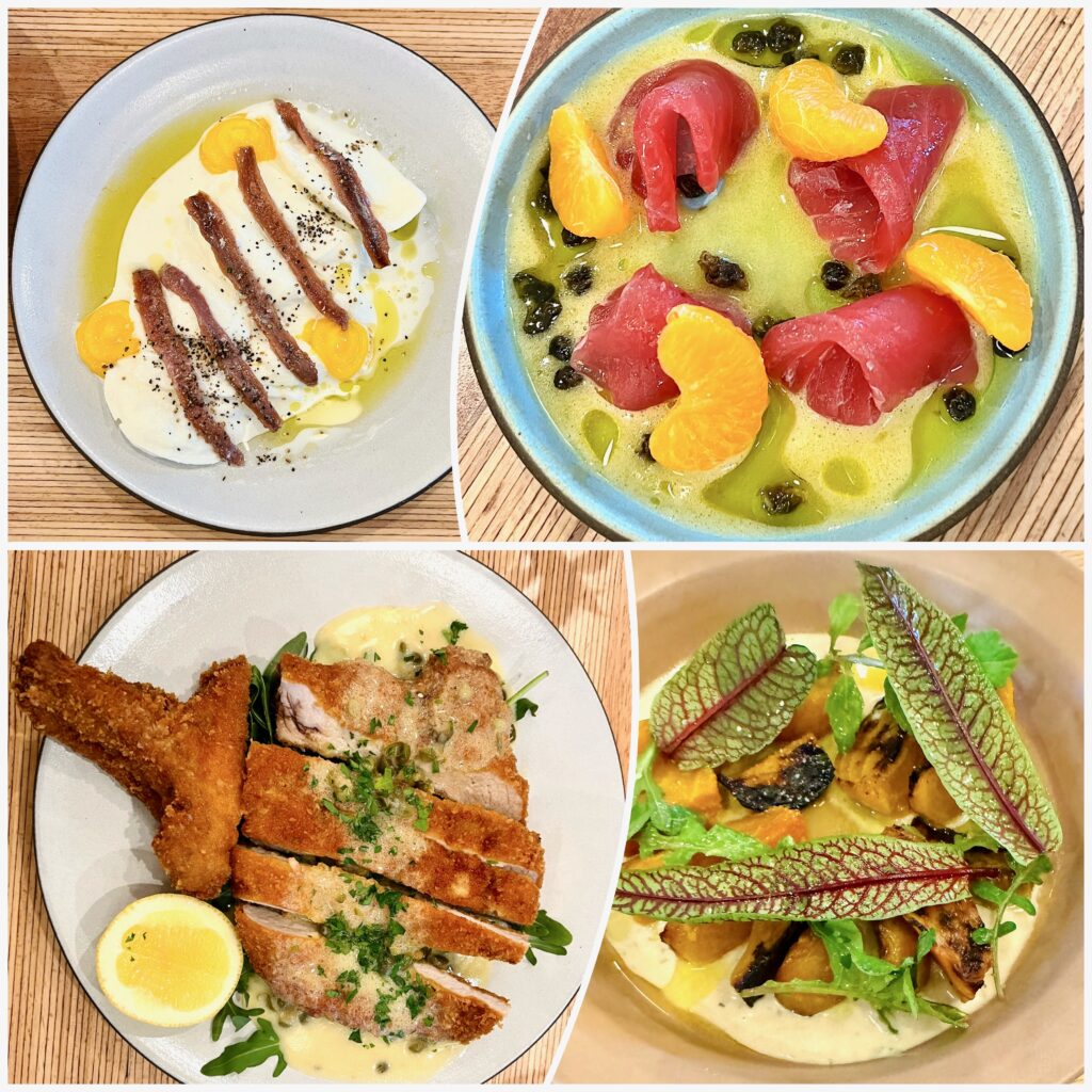 Close-up of four dishes